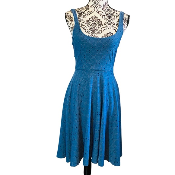 Hutch Anthropologie Blue Pleated A-Line Mini Sundress Sz-XS - Picture 1 of 6